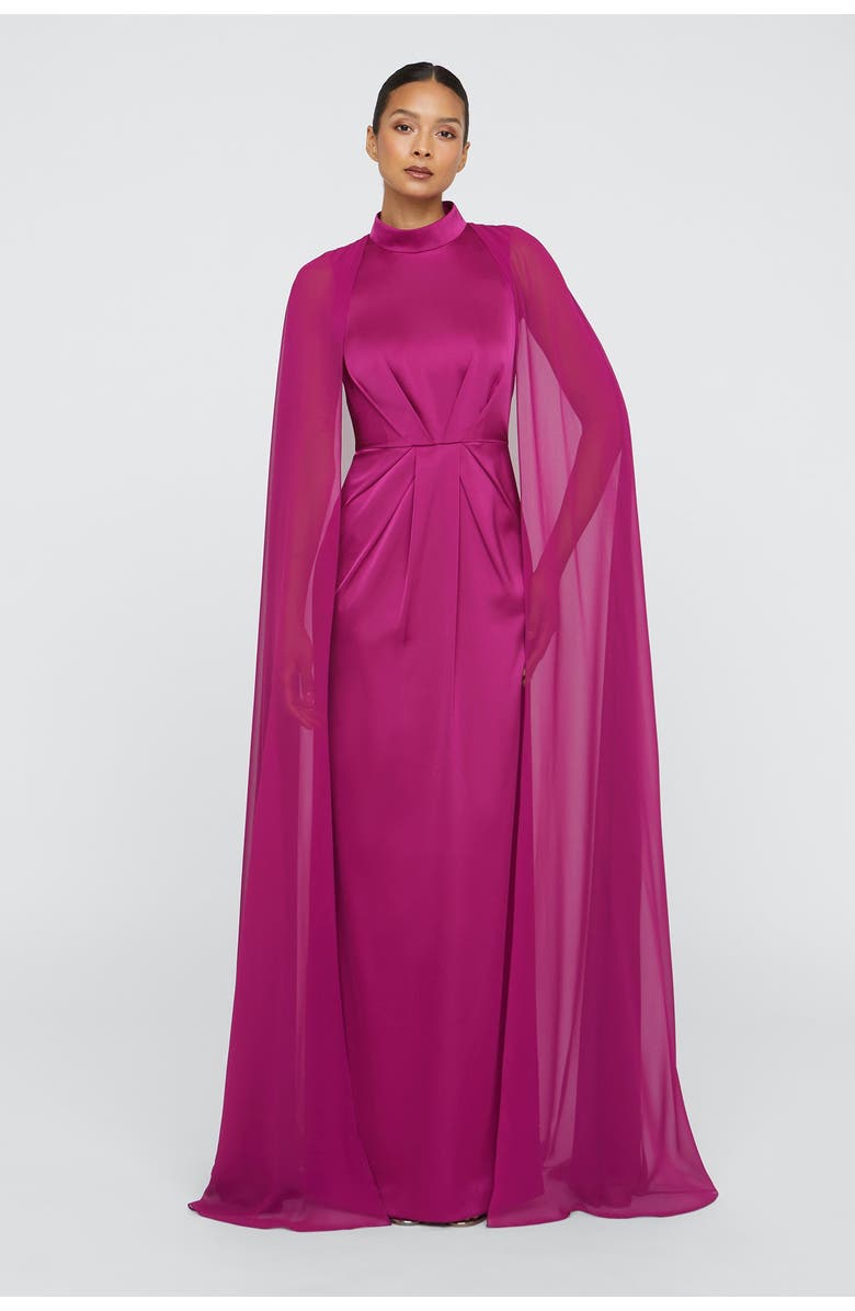 Theia Phillipa Cape Gown, Main, color, Sangria