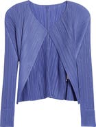 Pleats Please Issey Miyake Monthly Colors March Pleated Open Front Cardigan