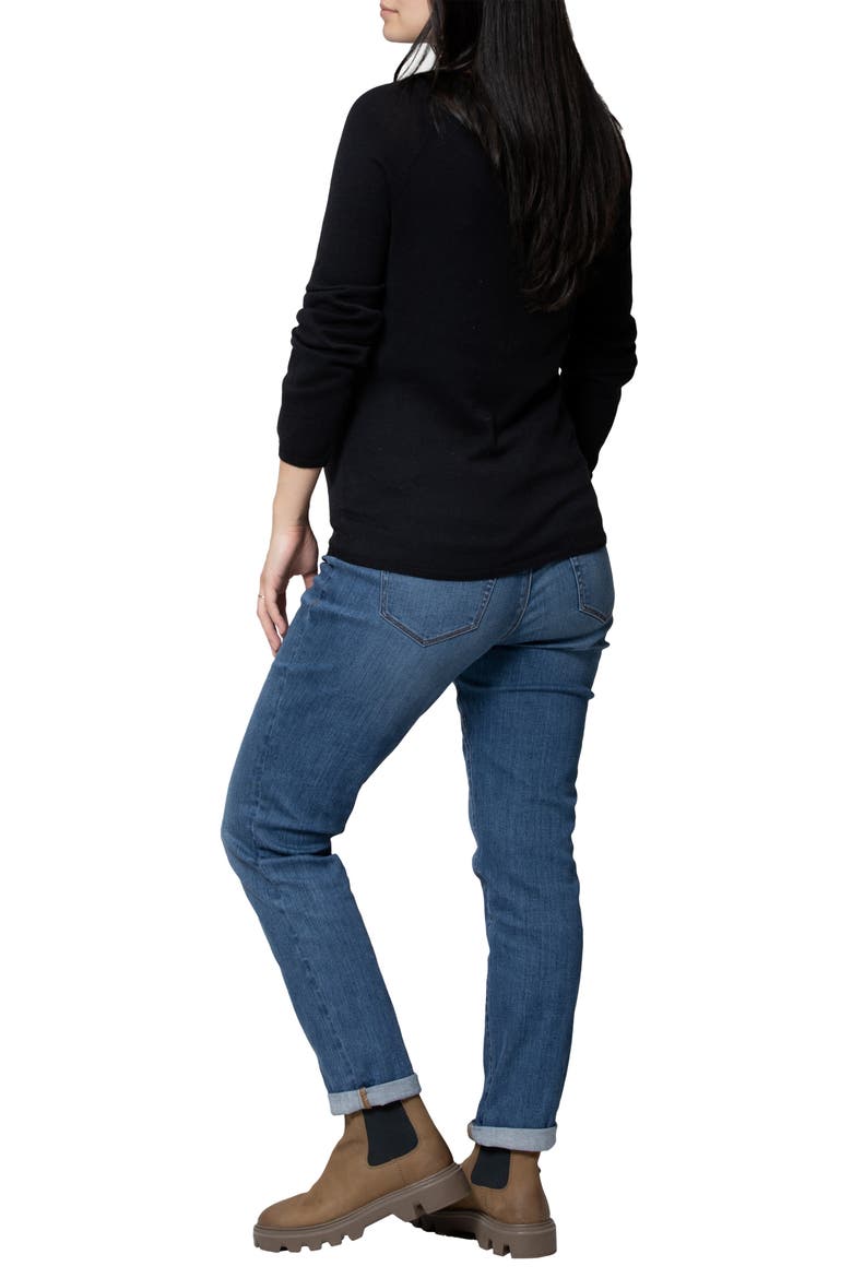 Nina Long Sleeve Maternity Sweater, Alternate, color, BLACK