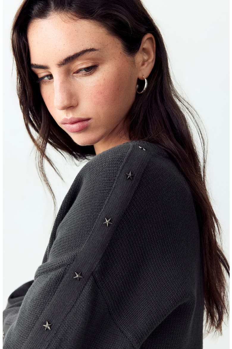 Star Studded Oversized Cotton Sweater, Alternate, color, CHARCOAL