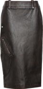McQueen Antiqued Leather Pencil Skirt