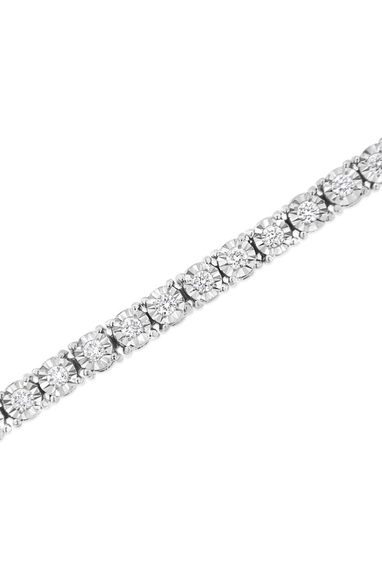 Silver 1.0 Cttw Lab Grown Diamond Illusion-Set Miracle Plate Tennis Bracelet, Alternate, color, White