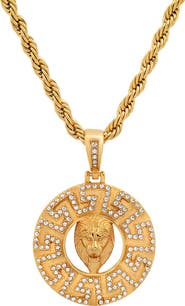 STEELTIME Men's 18K Gold Simulated Diamond Pendant Necklace