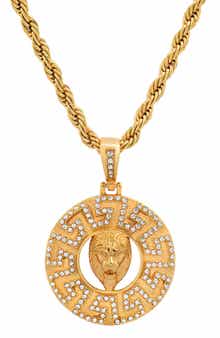 Men's 18K Gold Simulated Diamond Pendant Necklace
