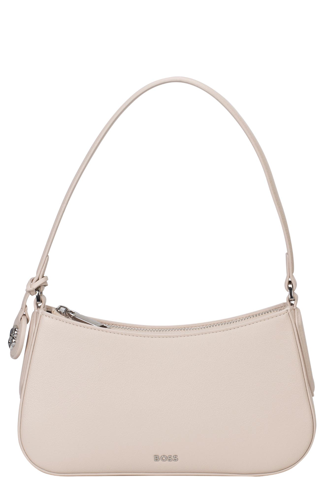 BOSS Liriel Faux Leather Hobo Bag, Main, color, Light Beige