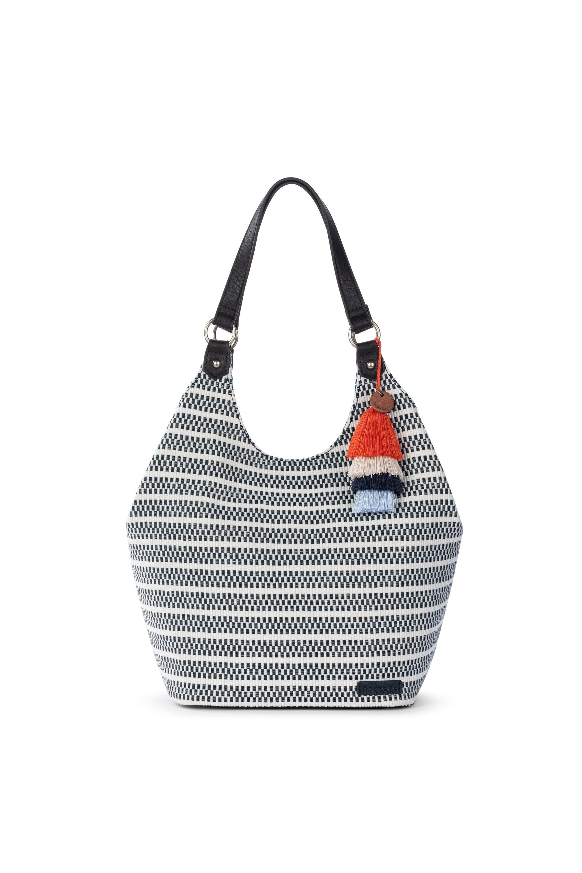 The Sak Roma Expandable Shopper, Alternate, color, Black & White Woven