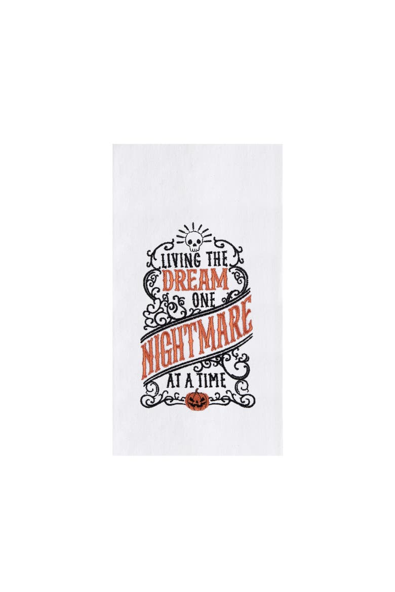 Skull Dream Nightmare Tomb Phrases Halloween Towel, Main, color, Orange