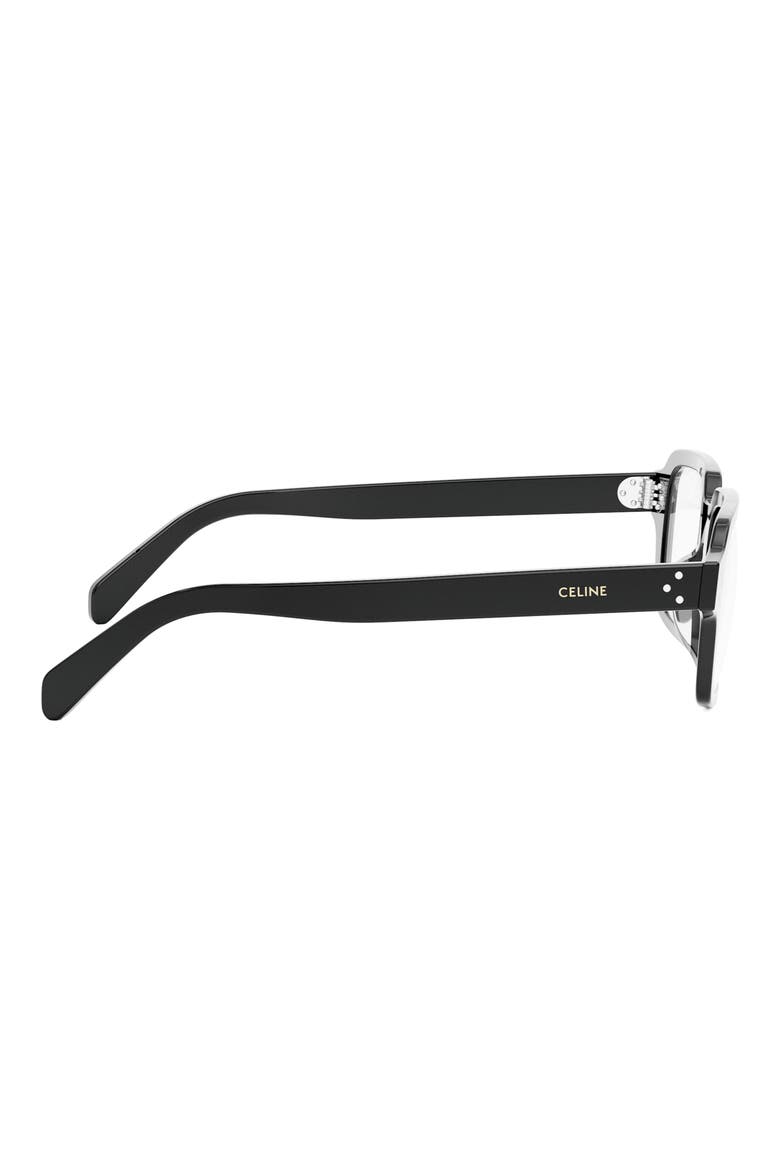 Bold 3 Dots 49mm Small Rectangular Optical Sunglasses, Alternate, color, SHINY BLACK