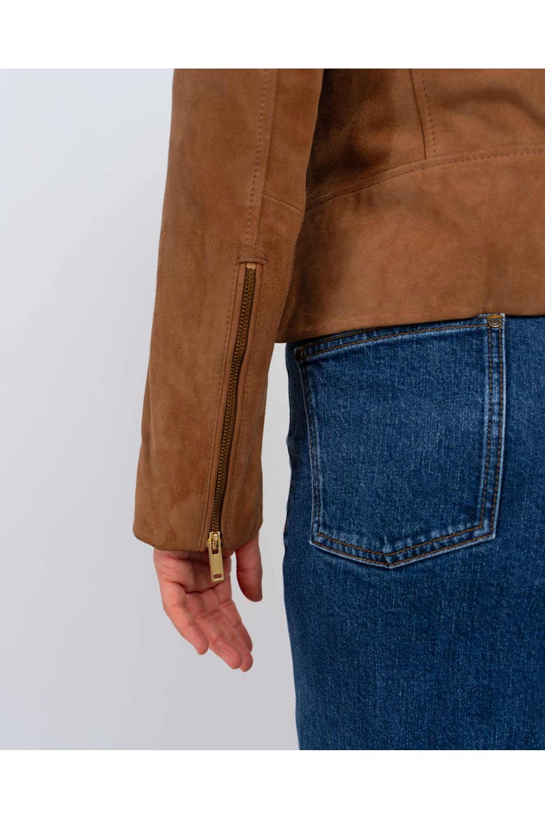 Hudson Suede Biker Jacket, Alternate, color, Camel
