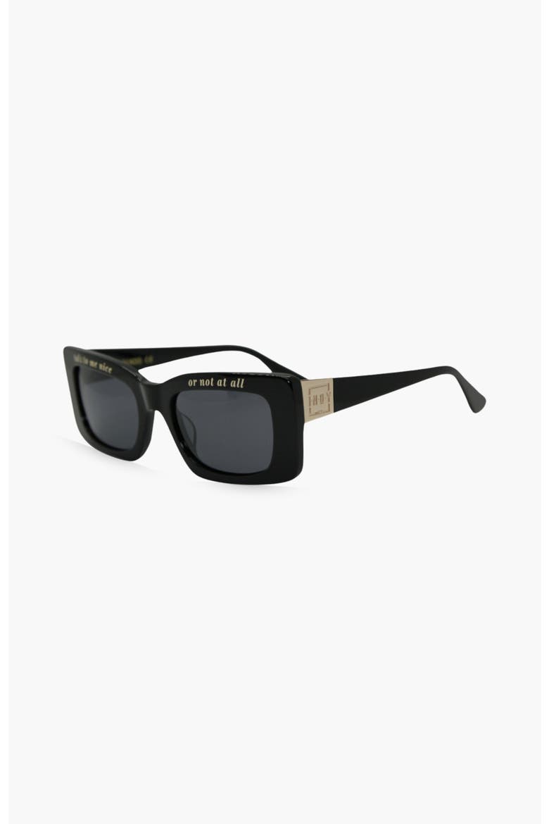 Talk To Me Nice Square Polarized Sunglasses, Alternate, color, Black
