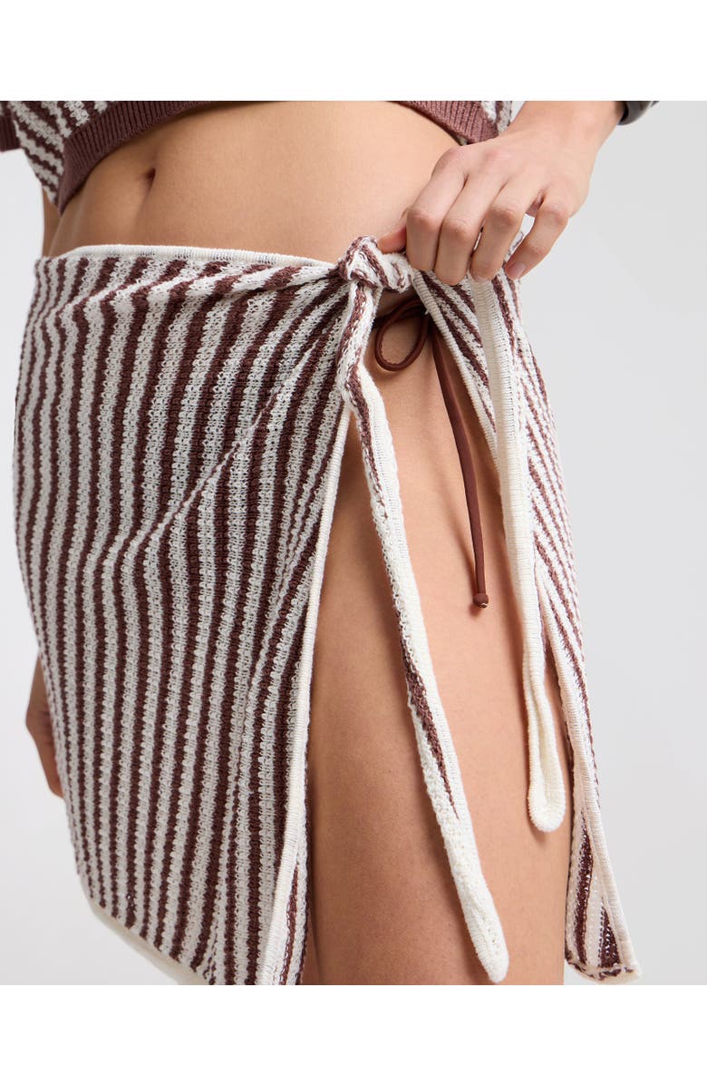 Onia Linen Knit Mini Sarong, Alternate, color, Brown/White