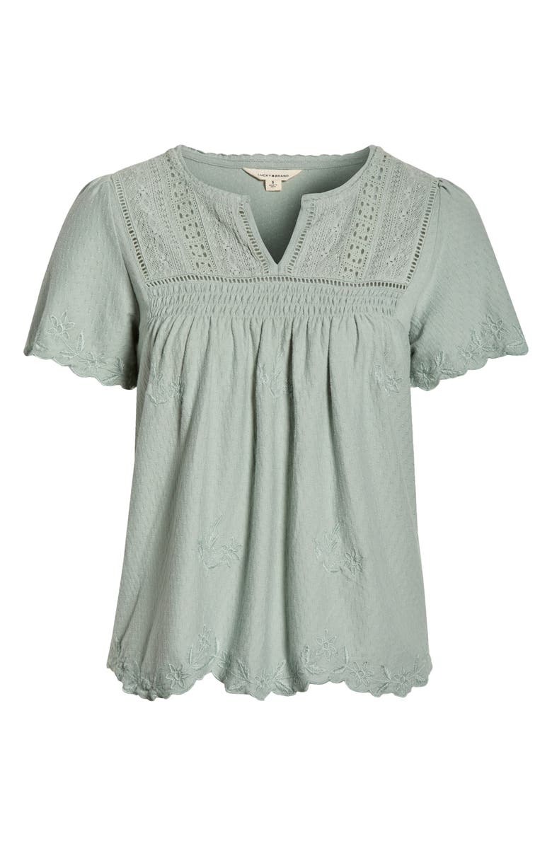 Lucky Brand Lace Trim Top, Main, color, Abyss
