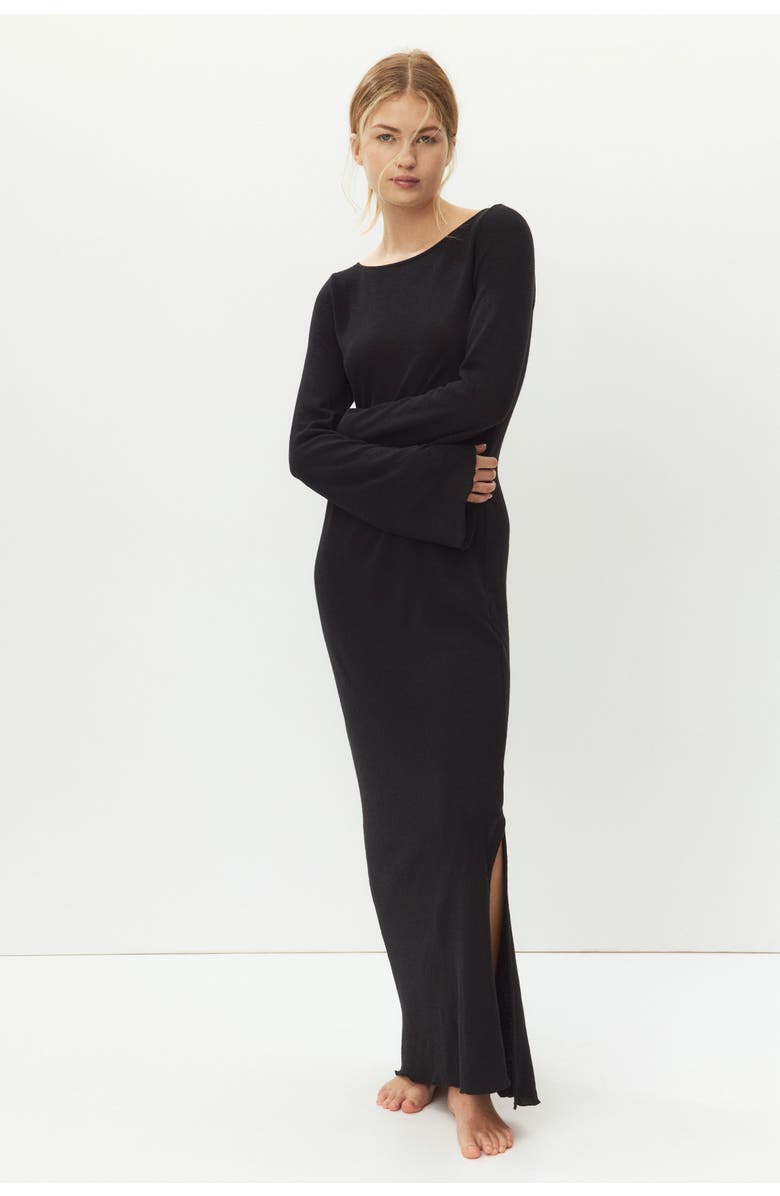 H&M Fine-knit boat-neck dress, Alternate, color, Black
