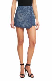 FLYING TOMATO Printed Denim Skort