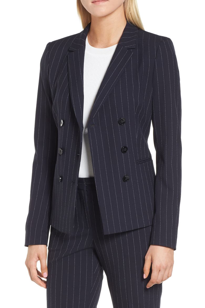 Jelaya Double Breasted Suit Jacket, Main, color, NAVY FANTASY