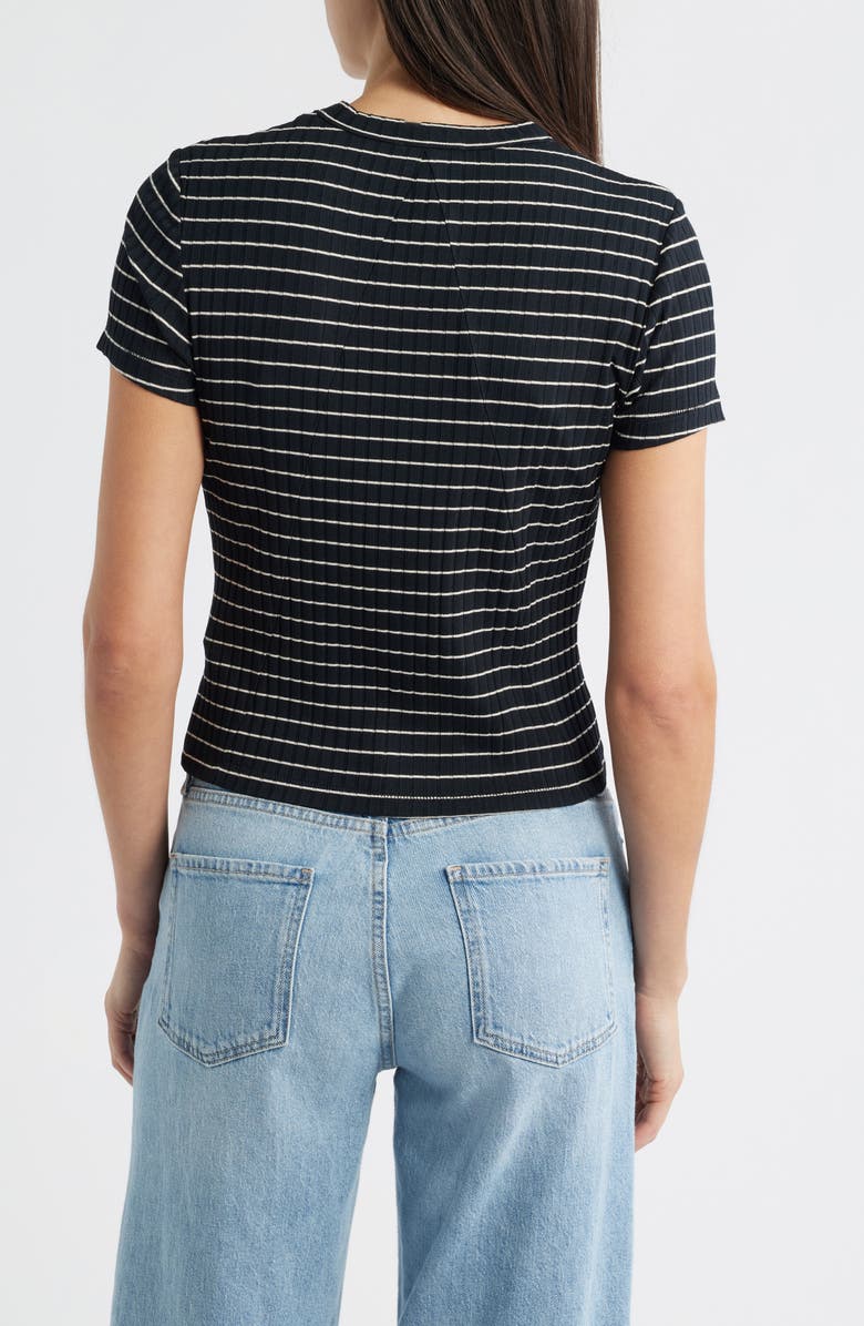 rag & bone Luca Stripe Rib Baby T-Shirt, Alternate, color, Black/ Ivory