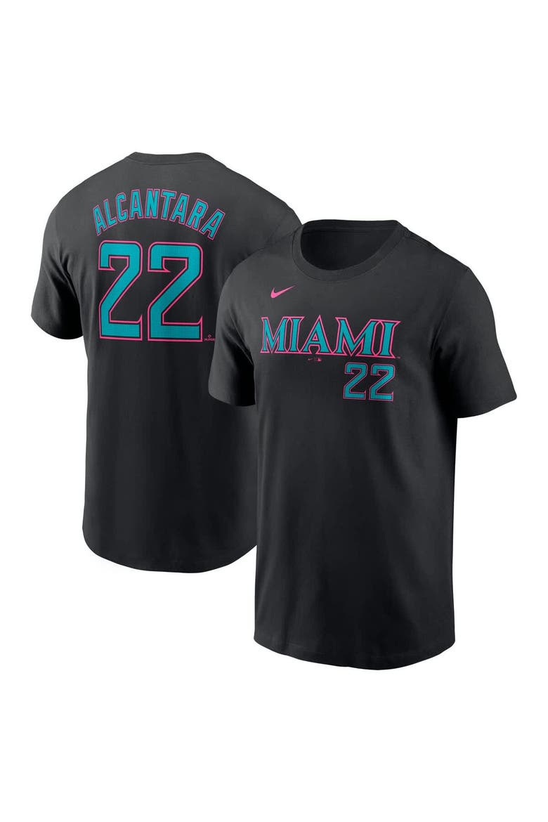 Men's Nike Sandy Alcantara Black Miami Marlins 2025 City Connect Fuse Name & Number T-Shirt, Alternate, color, Black