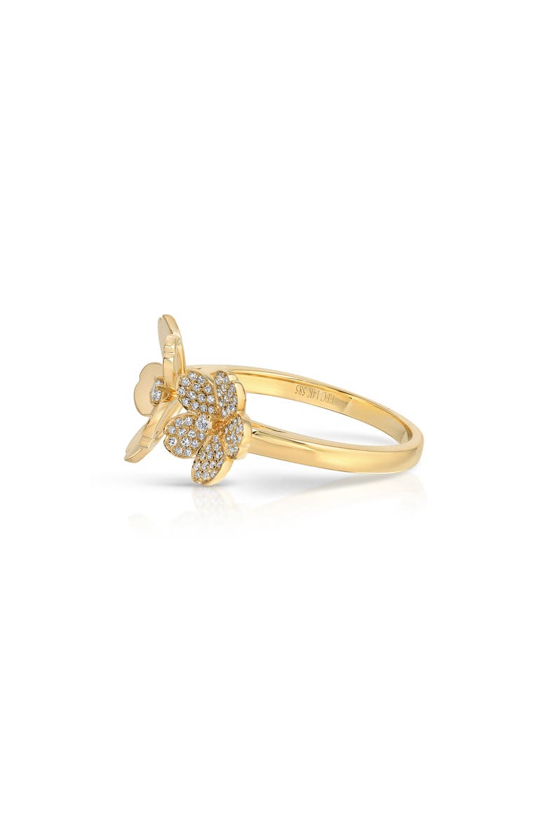 Double Cherry Blossom Diamond Pavé Ring, Main, color, 14K YELLOW GOLD
