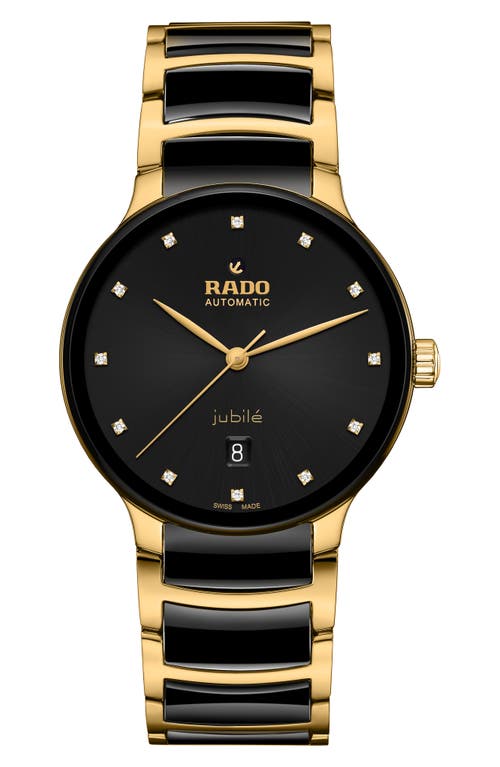 RADO Centrix Superjubilé Diamond Bracelet Watch, 39.5mm in Black/Gold 