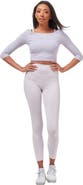 Rebody Active Dynamic Cozy Open Shoulder 3/4 Sleeve Top