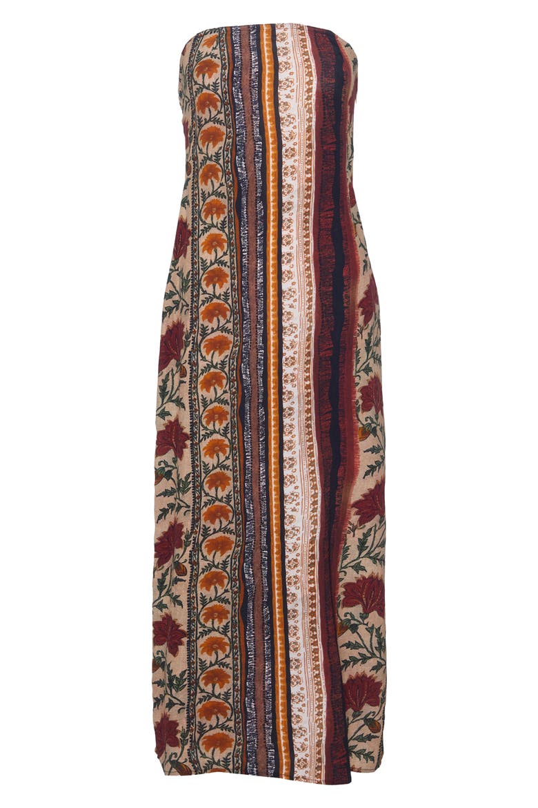 Mixed Stripe Strapless Tie Back Maxi Dress, Alternate, color, BROWN MULTI