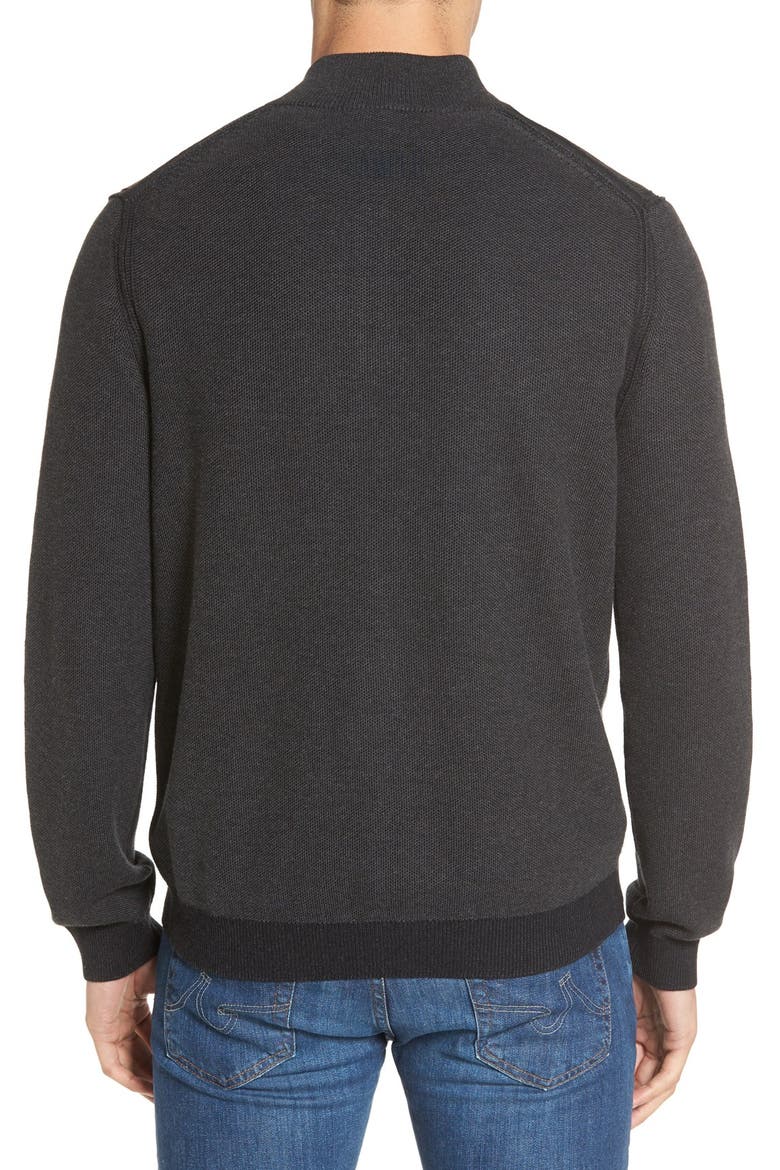 'Make Mine a Double' Reversible Quarter Zip Sweater, Alternate, color, COAL