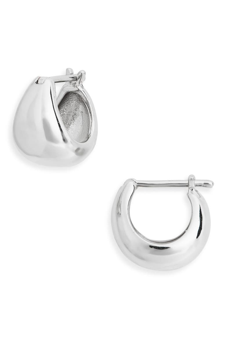 Wide Tapered Hoop Earrings, Main, color, RHODIUM
