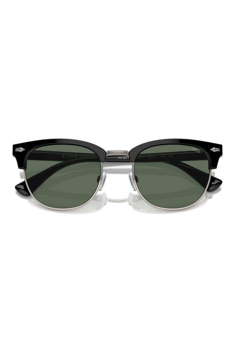 PH4217 53mm Round Sunglasses, Alternate, color, SHINY BLACK / BOTTLE GREEN