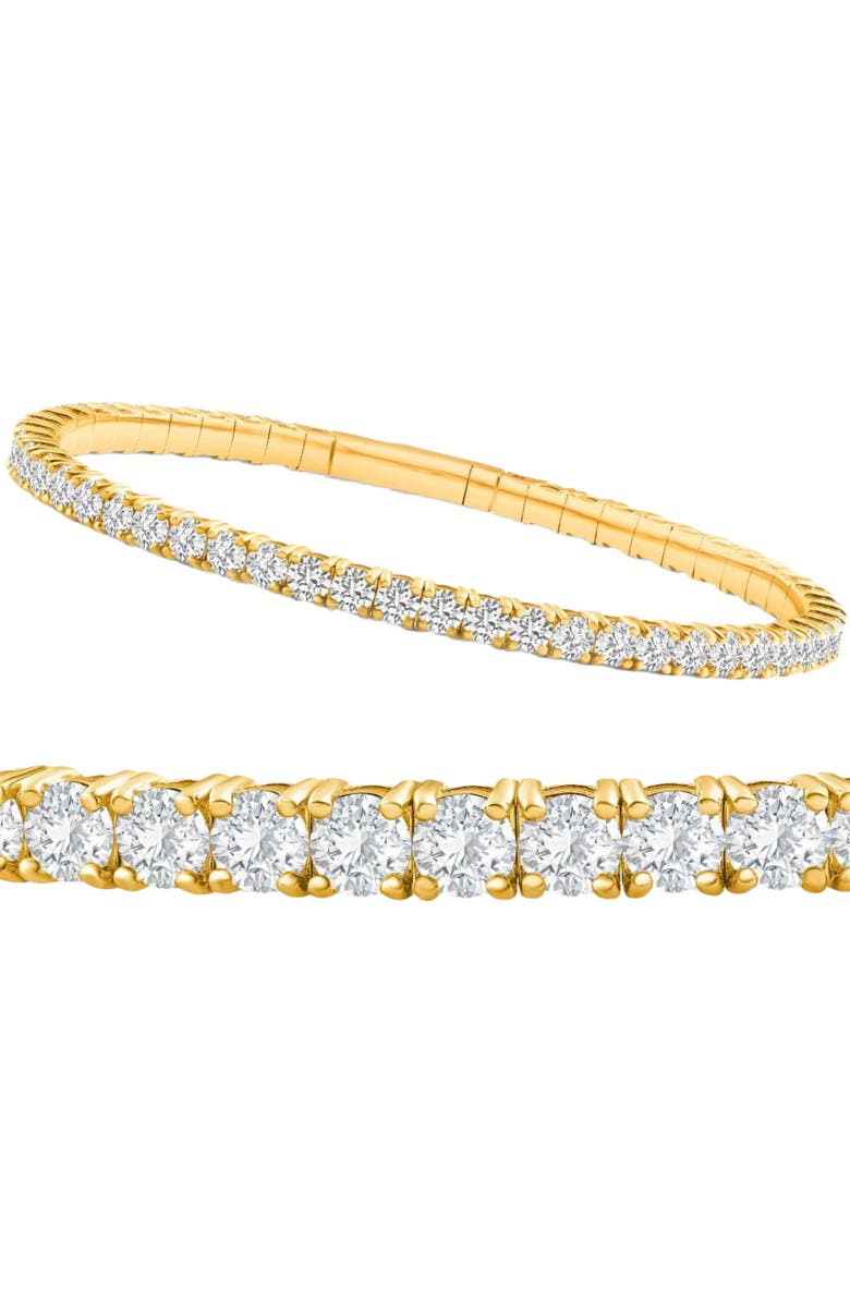 Bliss Diamond 3Ct Flexible Round Cut Diamond Bangle Tennis Bracelet Lab Grown 14k Gold, Main, color, Yellow Gold