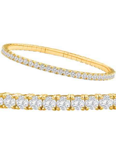 3Ct Flexible Round Cut Diamond Bangle Tennis Bracelet Lab Grown 14k Gold