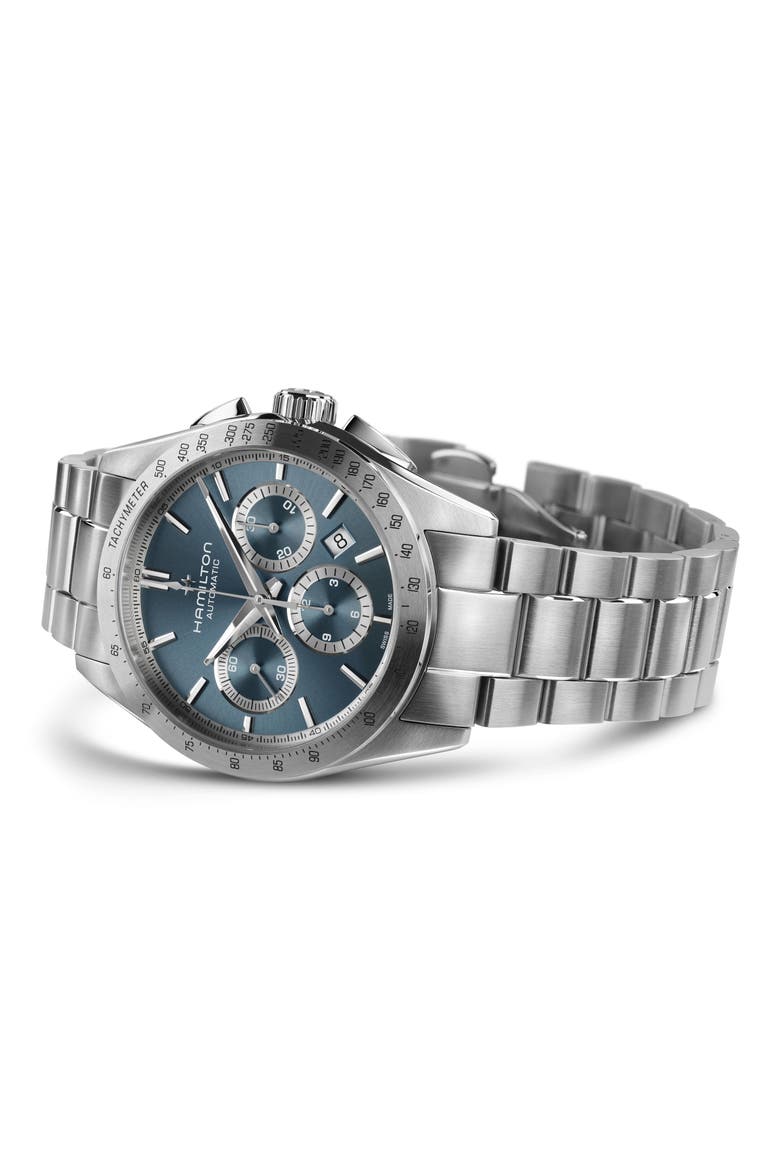 Jazzmaster Performer Automatic Bracelet Chronograph Watch, 42mm, Alternate, color, BLUE