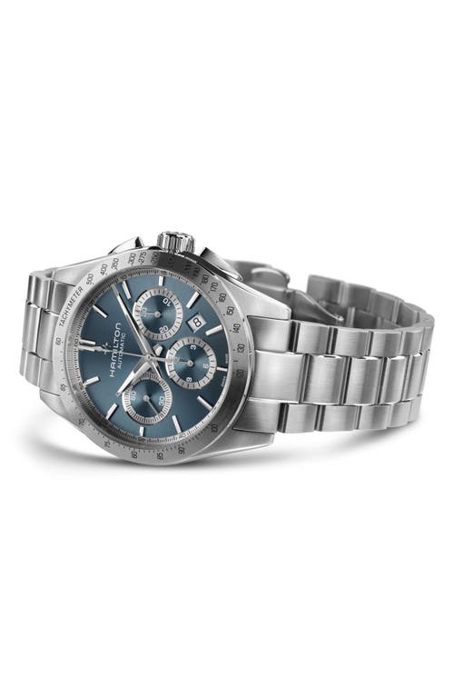 Hamilton Men's Swiss Automatic Chronograph Jazzmaster Performer Stainless Steel Bracelet Watch 42mm In Blue