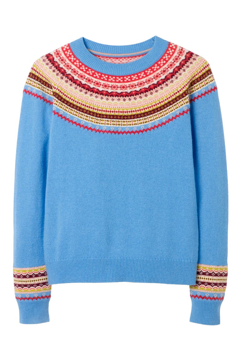 Aberdeen Fair Isle Crewneck Sweater, Alternate, color, LINSEED