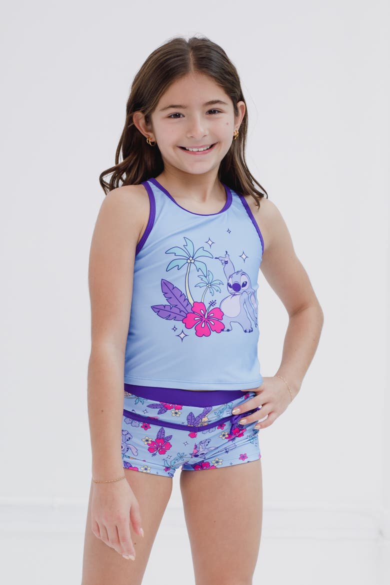 Lilo & Stitch Swimwear 2-Piece Tankini and Swim Shorts Set, Alternate, color, Stitch Angel Sky Blue