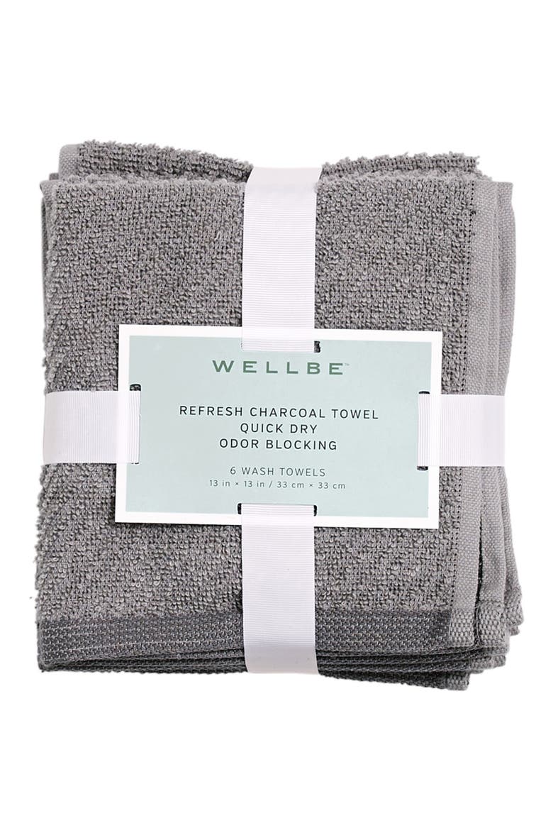 Refresh Charcoal 6-Pack Washcloths, Alternate, color, GREY