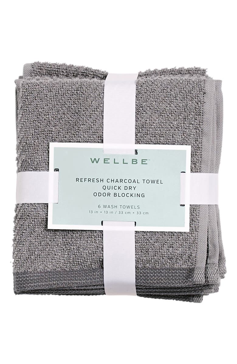 WellBe Refresh Charcoal 6-Pack Washcloths, Alternate, color, 