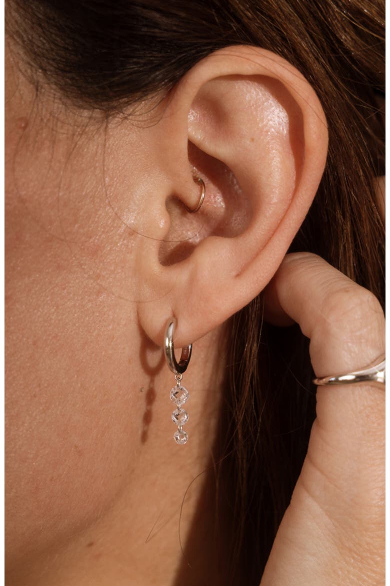 Dew Drop Floating Hoop Earrings, Alternate, color, Silver