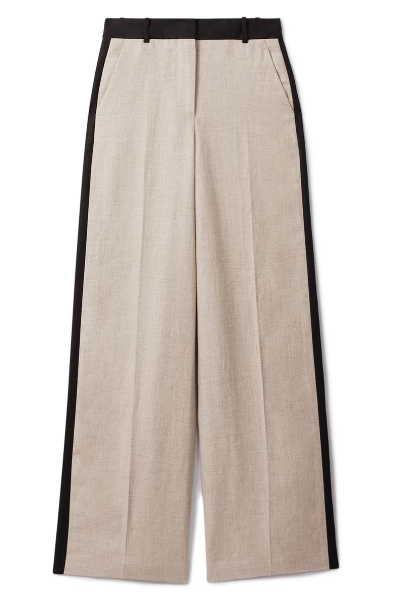 Reiss Luella Side Stripe Wide Leg Linen Pants, Alternate, color, Neutral
