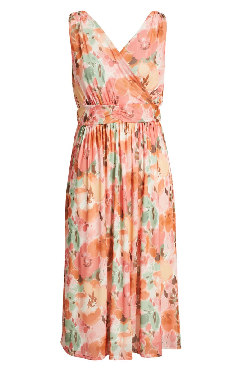 Loveappella Floral Print Swing Dress, Alternate, color, Coral