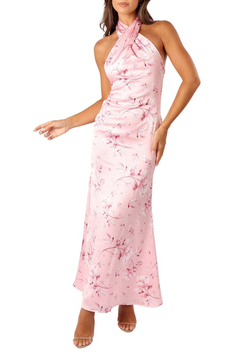 Mila Floral Print Halter Dress, Main, color, PINK FLORAL