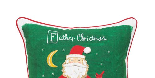 C & F Home C&f Home Father Christmas Alphabet Printed & Embellished Throw Pillow In Green