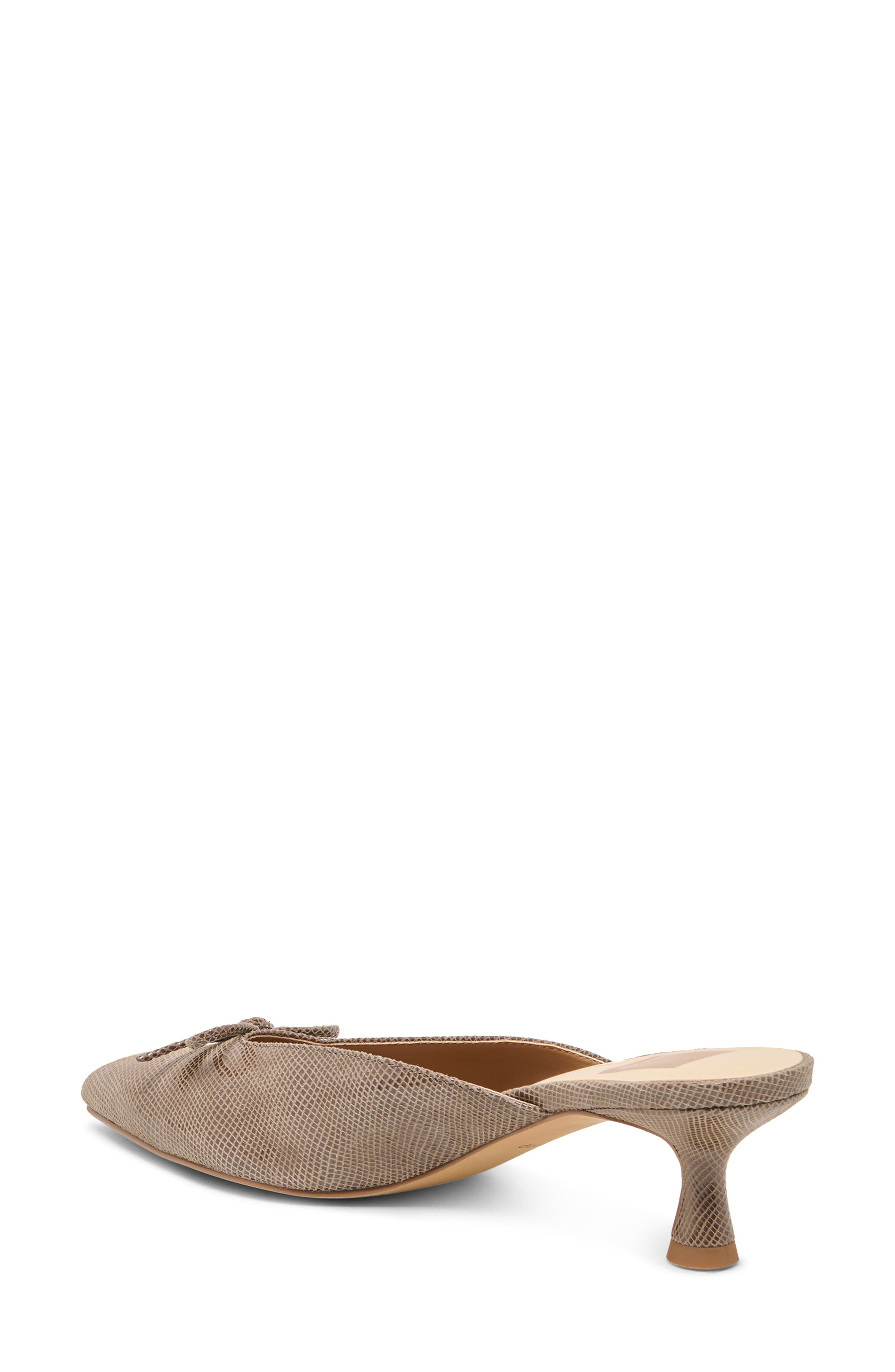 Cleo Pointed Toe Kitten Heel Mule, Alternate, color, OLIVE EMBOSSED SUEDE