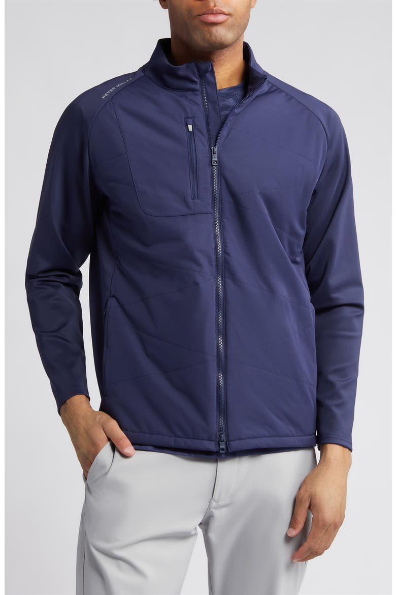 Merge Water Resistant Hybrid Jacket, Alternate, color, NAVY