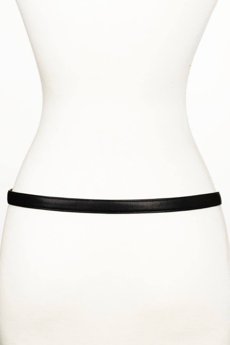 Rhinestones Buckle Leather Belt, Alternate, color, Black
