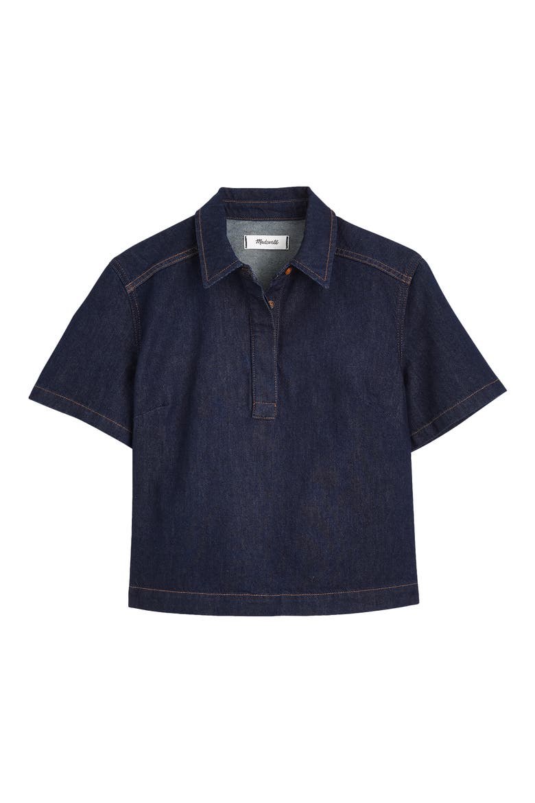 Boxy Denim Polo, Main, color, RINSE WASH