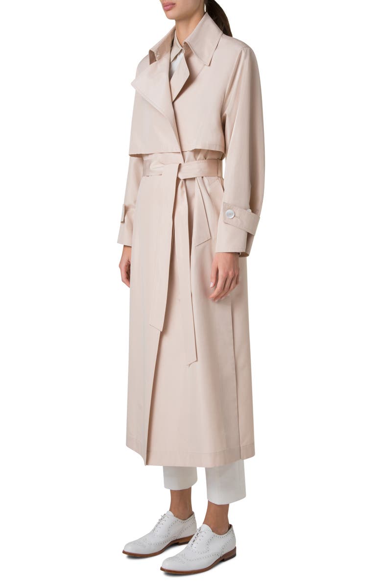 Akris Haider Silk Taffeta Trench Coat, Alternate, color, Sand