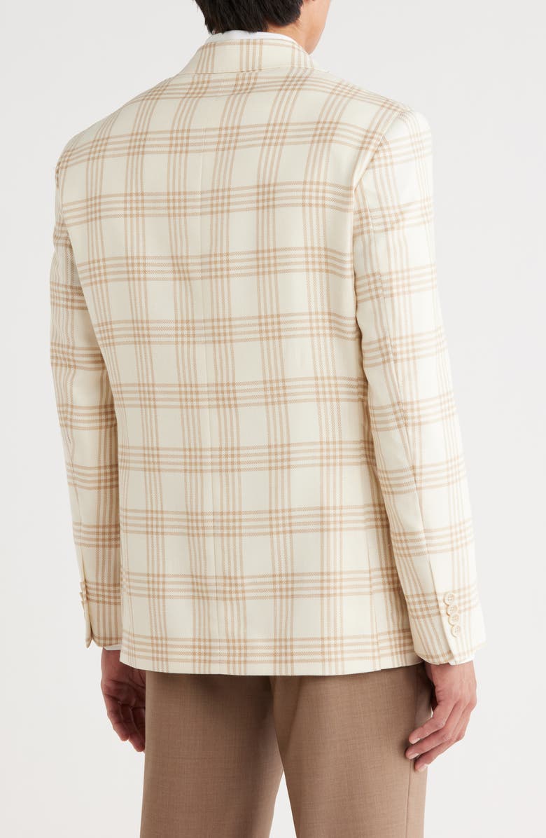 Jack Victor Morgan Plaid Peak Lapel Wool Blend Sport Coat, Alternate, color, Ecru