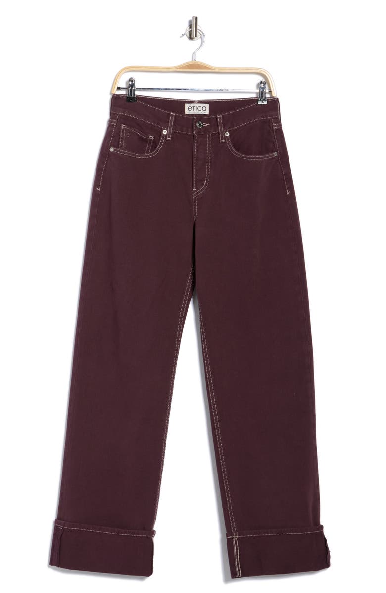 ÉTICA Stanton Low Rise Cuffed Wide Leg Jeans, Alternate, color, Sassafras