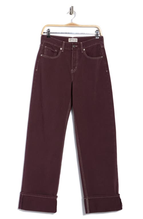Etica Ética Stanton Low Rise Cuffed Wide Leg Jeans In Brown