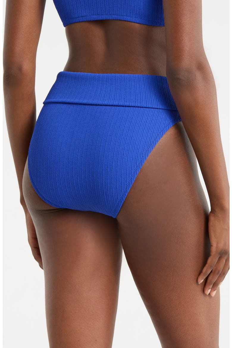 Rib High Waist Bikini Bottoms, Alternate, color, LUMINOUS BLUE